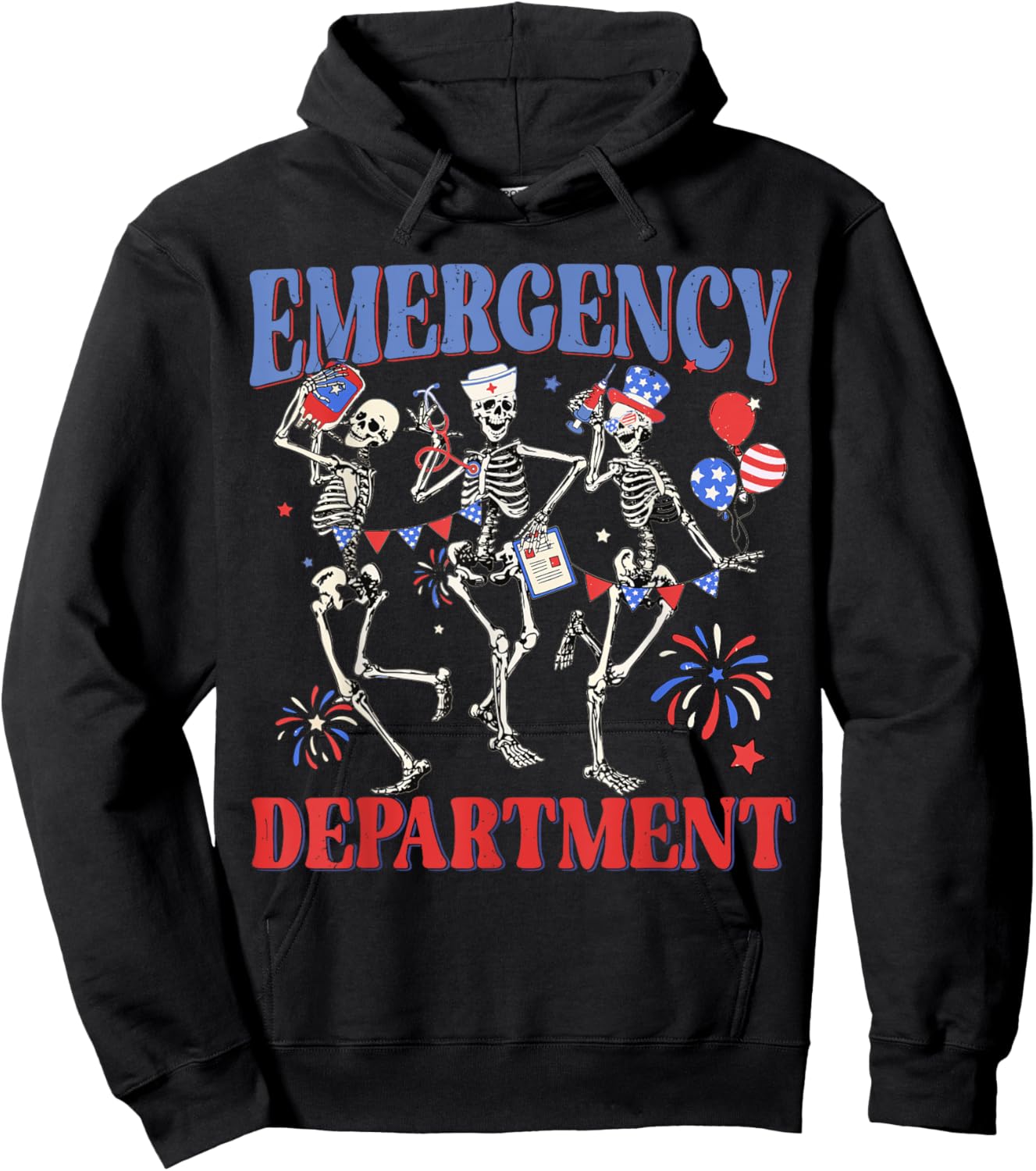 Emergency Department 4th Of July ER Nurse Independence Day Hoodie - Hoodie | Black
