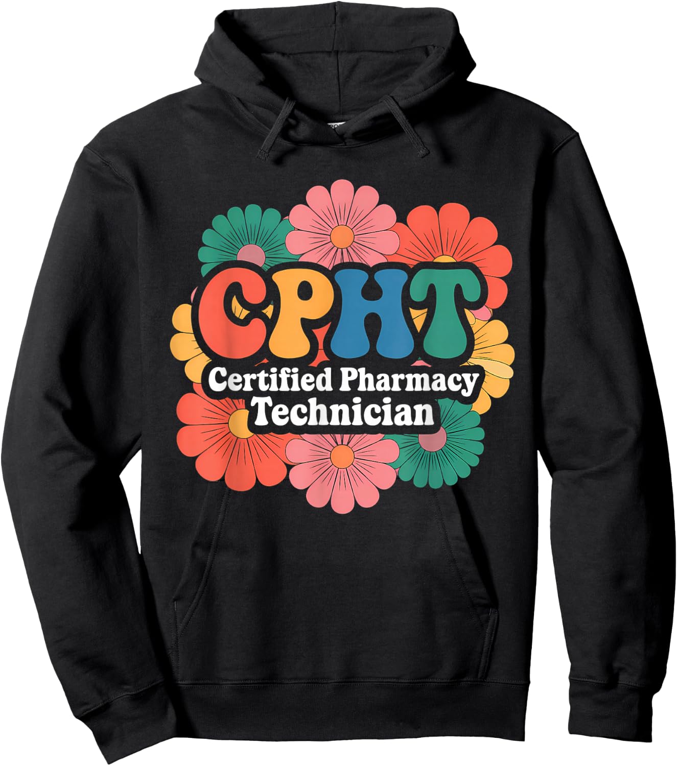 CPHT Certified Pharmacy Technician Floral Designs Hoodie - Hoodie | Black