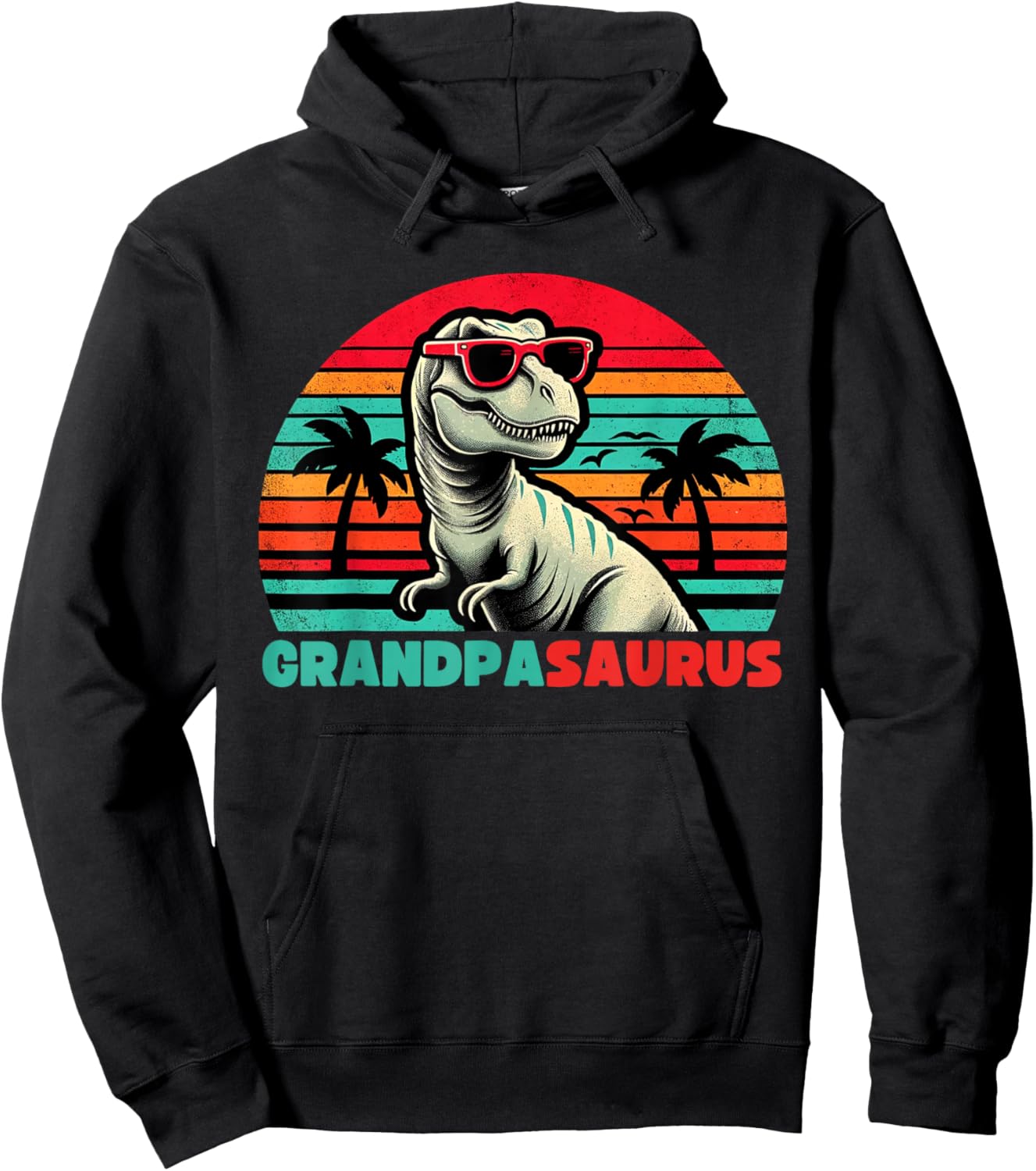 Grandpasaurus Funny T Rex Grandpa Saurus Dinosaur Family Hoodie - Hoodie | Black