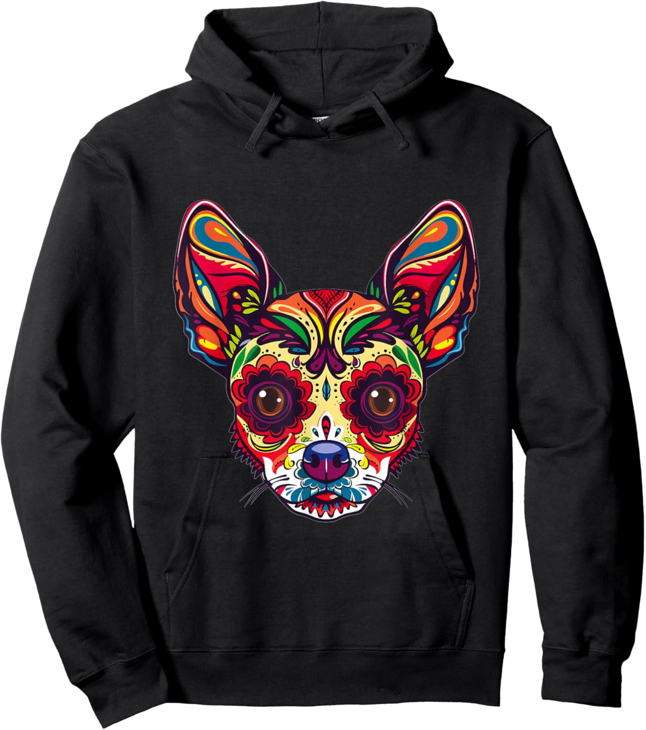 Chihuahua Sugar Skull Dia De Los Muertos Graphic Hoodie - Hoodie | Black