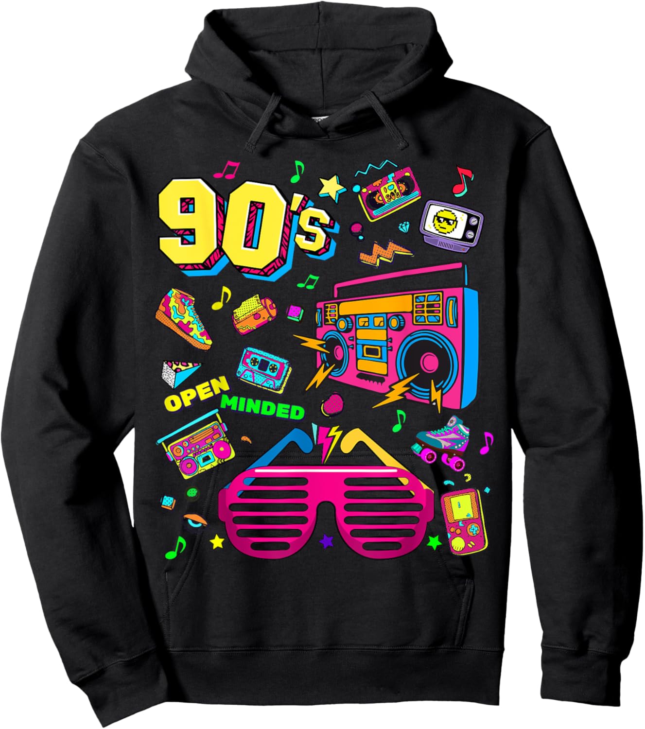 Men's Women's Kids Vintage Retro Back To 90's Graphic Design Hoodie - Hoodie | Black