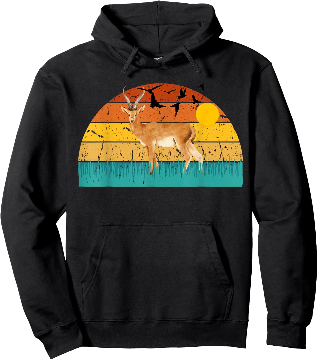 Gazelle Gazelle Lover Retro Style Animal Deers Sunset Hoodie - Hoodie | Black