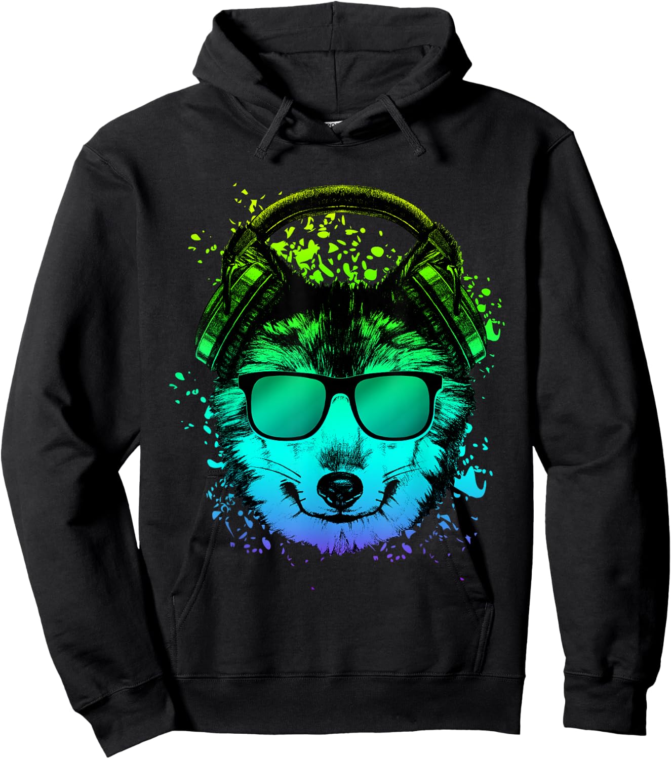 Trippy DJ Shirt EDM Techno House Wolves | Psychedelic Wolf Hoodie - Hoodie | Black