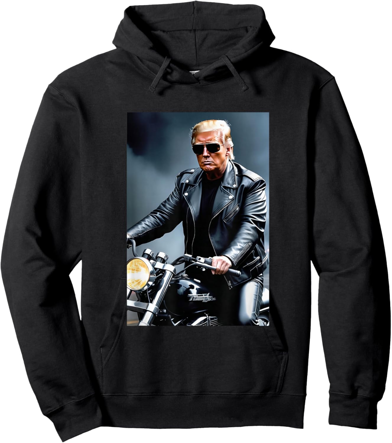 Donald Trump 2026 Riding a Motorcycle Funny Women Hoodie - Hoodie | Black