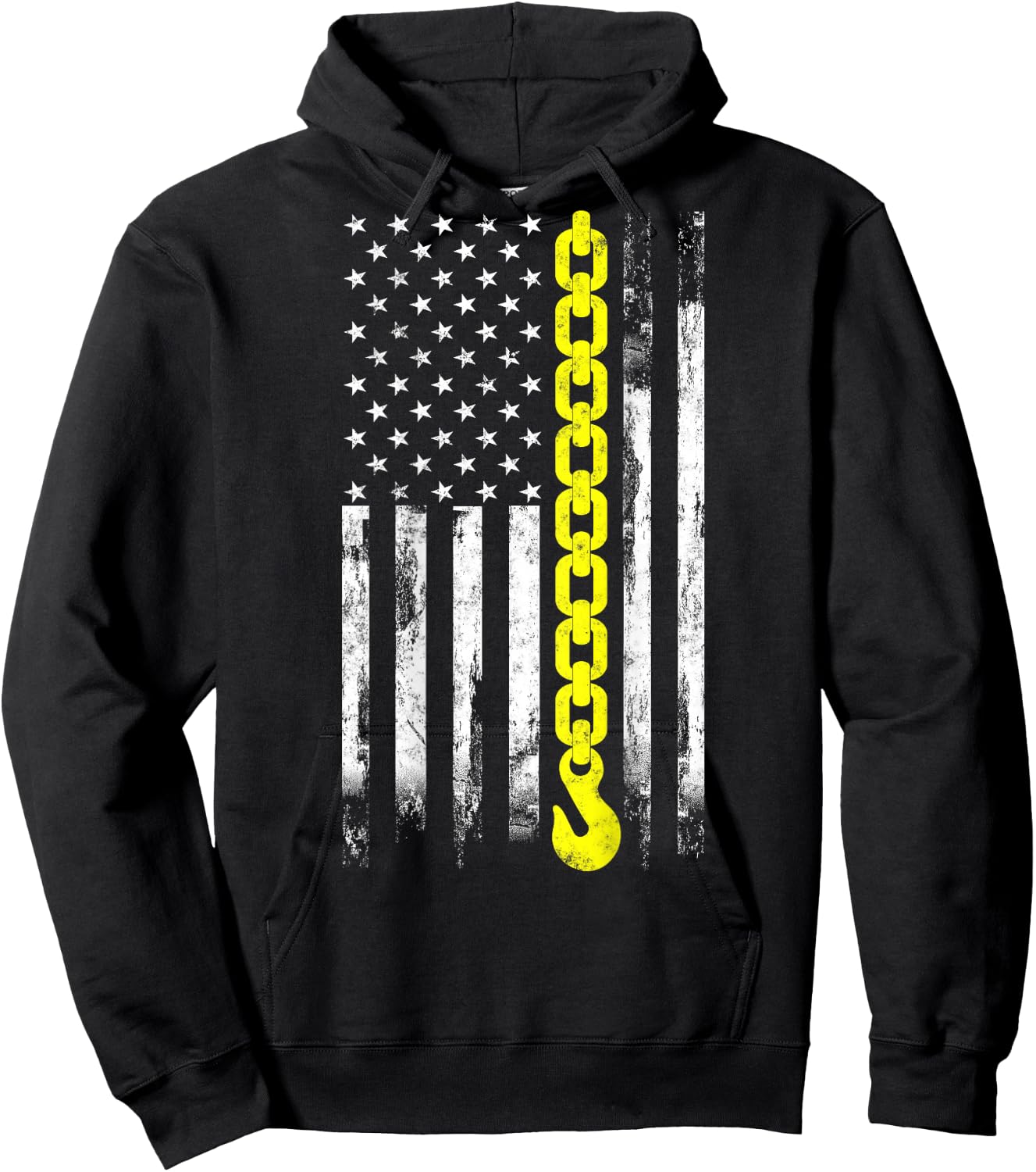 Tow Truck Driver Thin Yellow line USA Flag Gift Towing Dad Hoodie - Hoodie | Black
