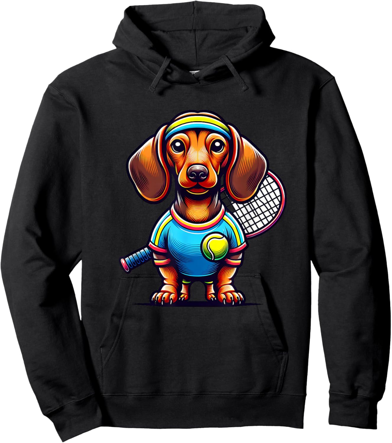 Dachshund Wiener Dog Tennis Player Dog Owner Men Women Kids Hoodie - Hoodie | Black