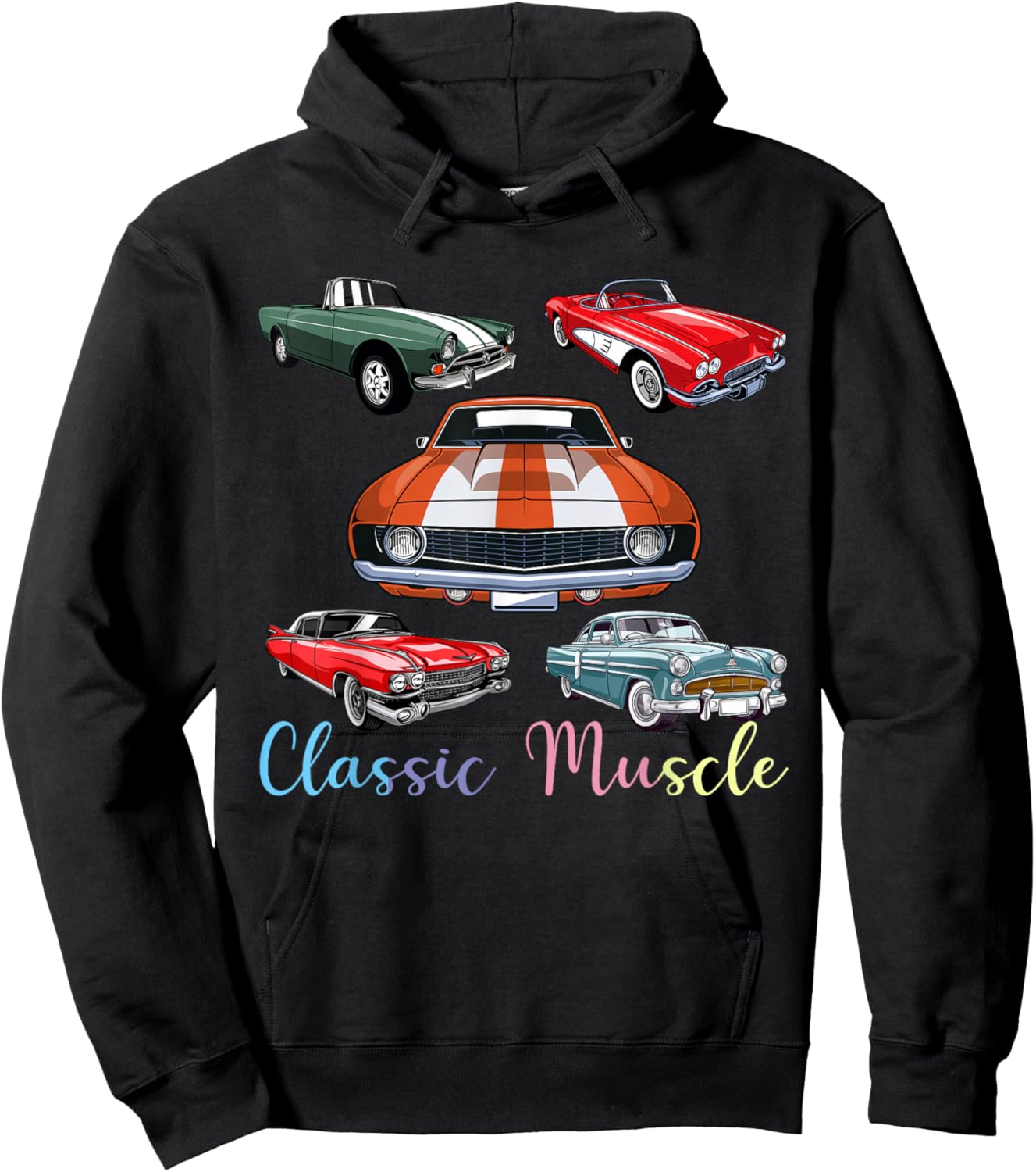 Funny Classic Car America Novelty Muscle Cars Hoodie - Hoodie | Black