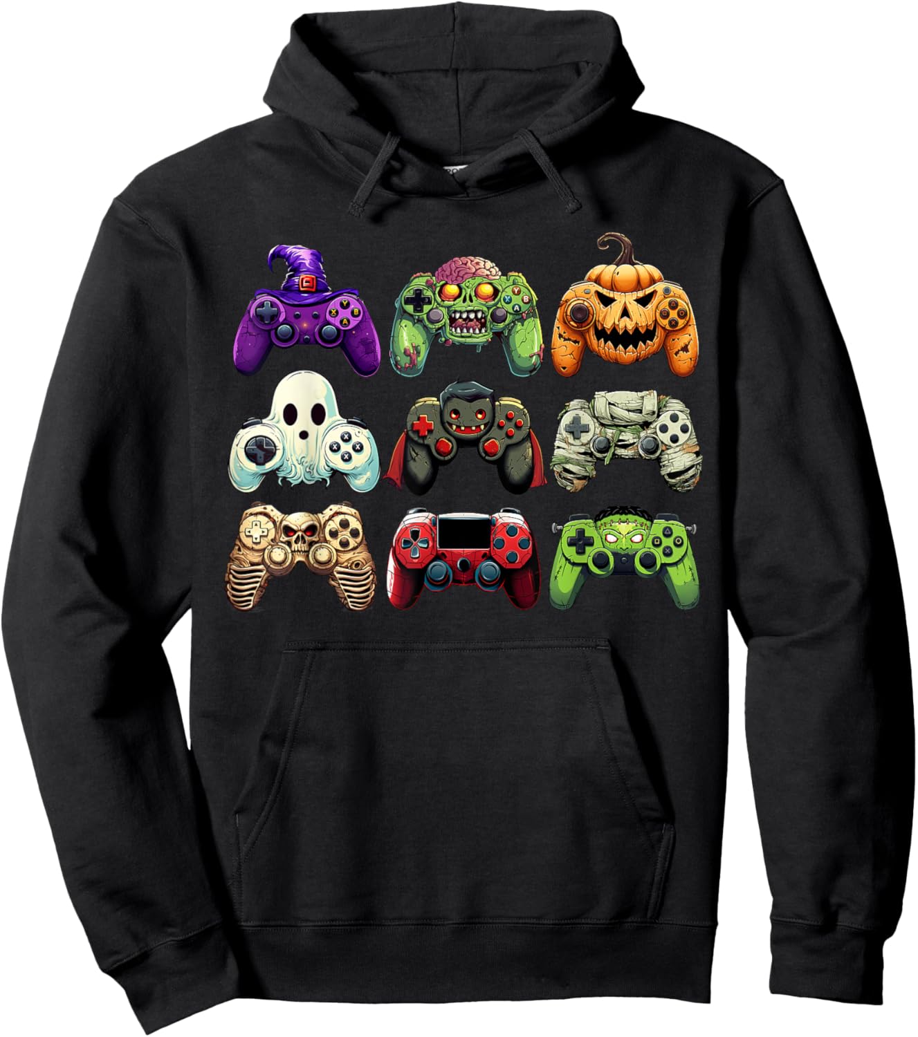 Halloween Skeleton Zombie Gaming Controllers Mummy Boys Kids Hoodie - Hoodie | Black