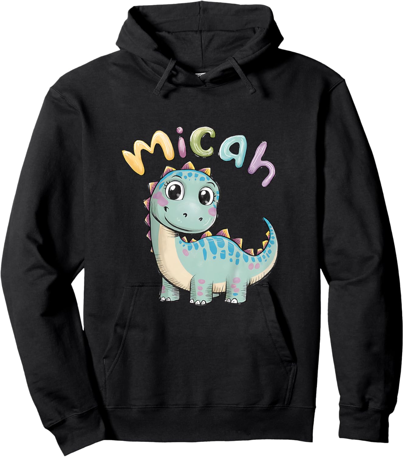 Kids Micah Dinosaur Adventure Personalized Kids Name Gift Hoodie - Hoodie | Black