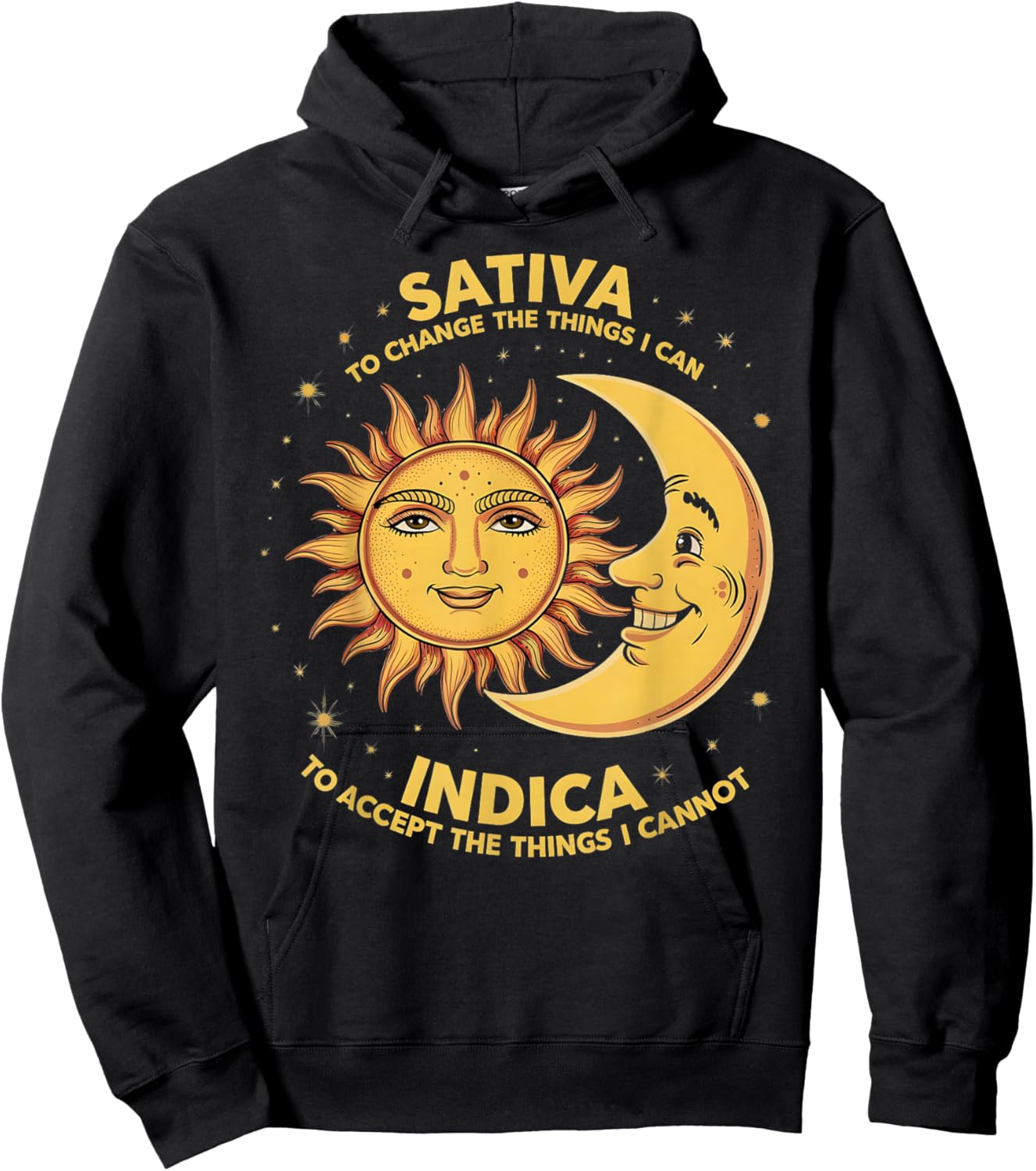 Cosmic Harmony Botanical Balance Mindset Sativa To Change Things Indica To Accept Things , Small, Black Hoodie - Hoodie | Black