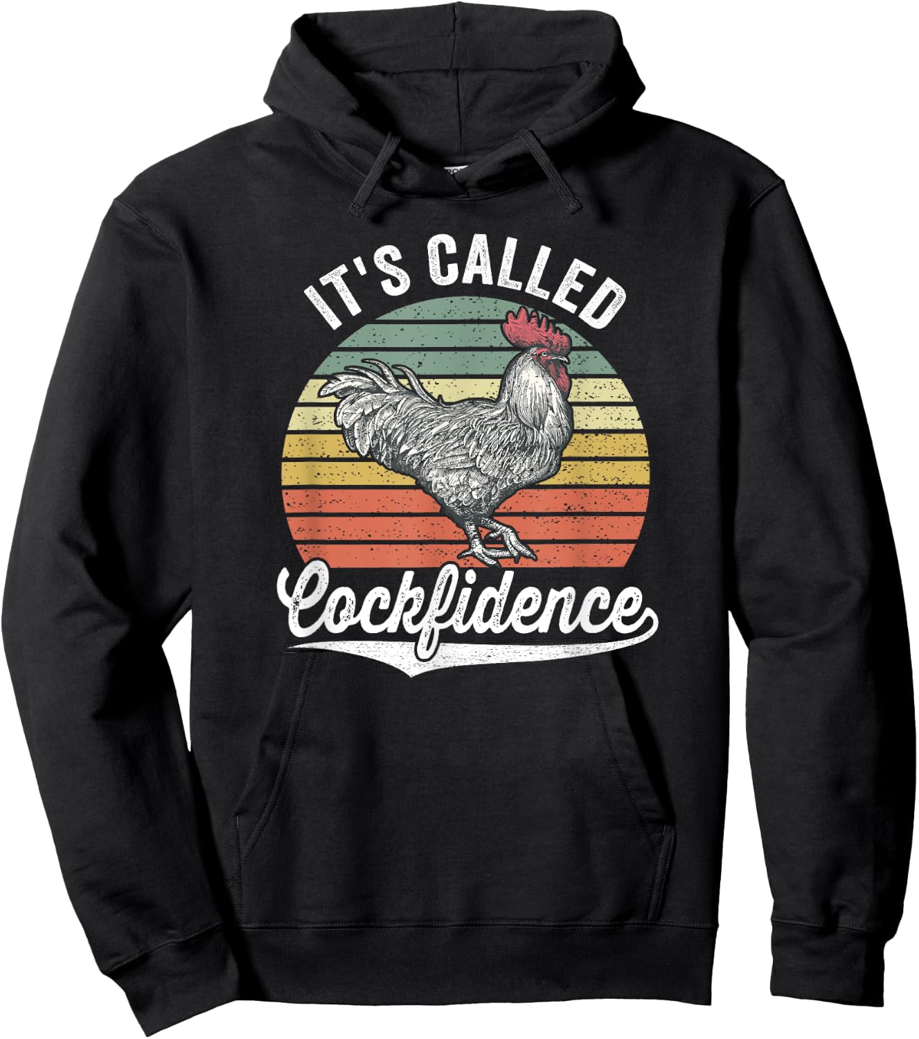 Retro Alpha Fighting Rooster Its Called Cockfidence Cocky Hoodie - Hoodie | Black
