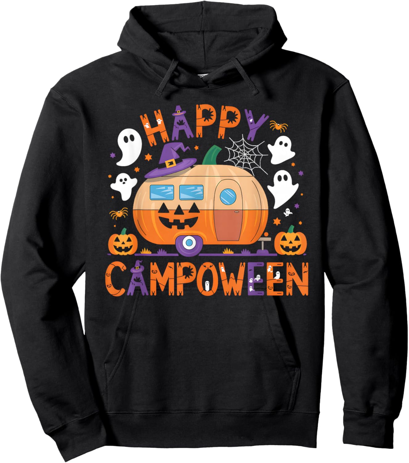 Happy Camp-O-Ween Halloween Camping Ghosts and Campfires Hoodie - Hoodie | Black