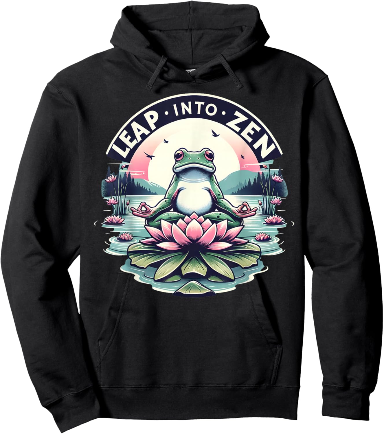 Meditative Frog Lotus Pose Yoga Zen Peaceful Mind Hoodie - Hoodie | Black