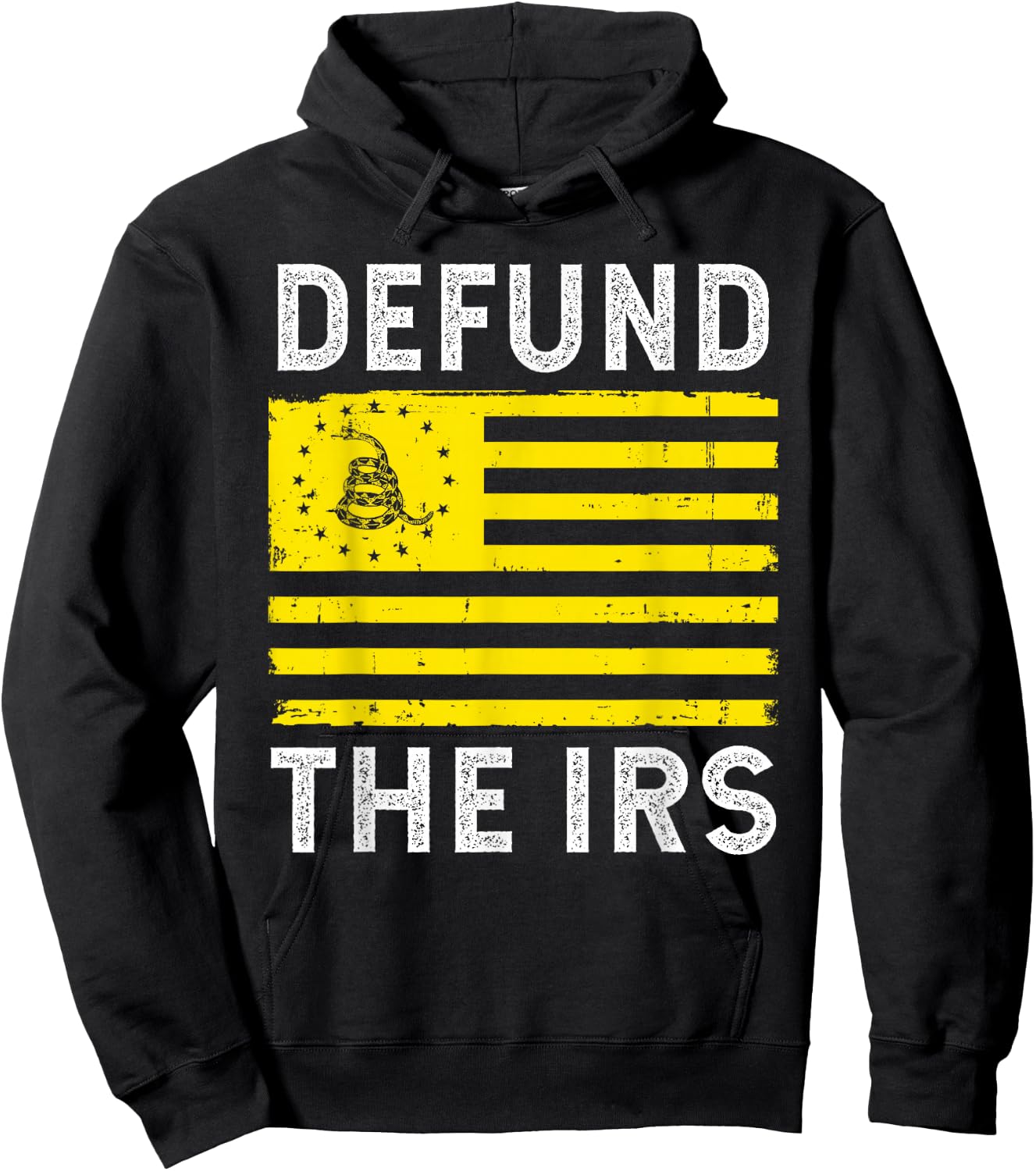 Defund The IRS Gadsden Flag Anti Government Tax Return Hoodie - Hoodie | Black