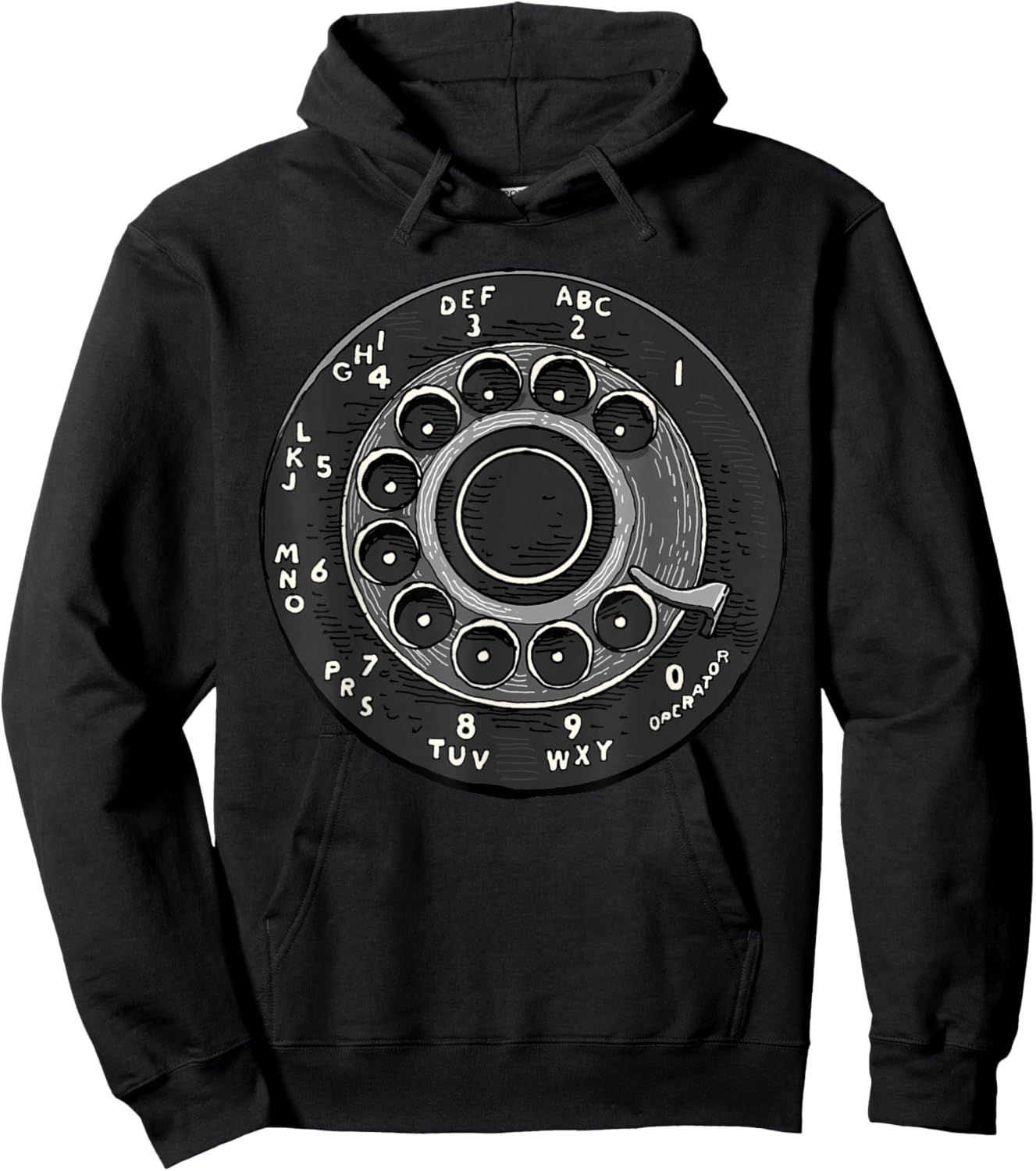 Rotary Phone Shirt Retro Phone Number Rotary Dial Classic Hoodie - Hoodie | Black