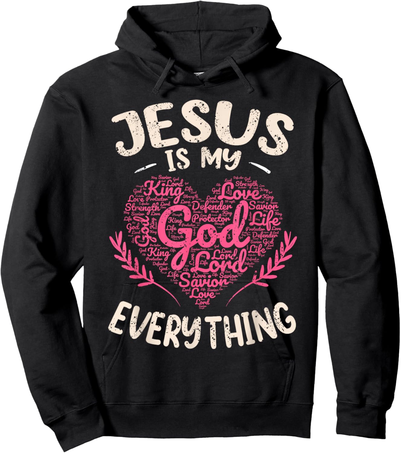 Jesus Is My Everything Christian Faith God Jesus Heart Hoodie - Hoodie | Black