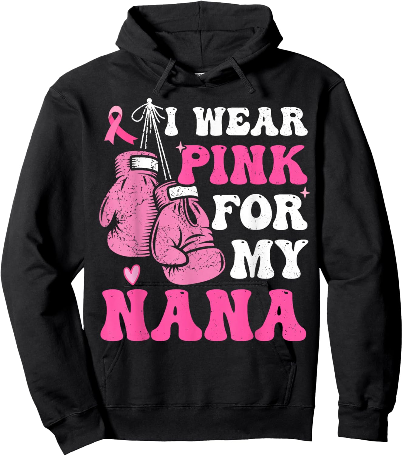 I Wear Pink For My Nana Breast Cancer Awareness Grandma Kids Hoodie - Hoodie | Black