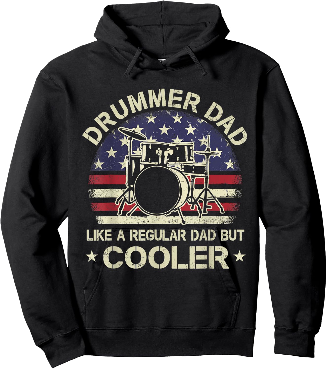 Drummer Dad Like A Regular Dad But Cooler American Flag Women Men Hoodie - Hoodie | Black