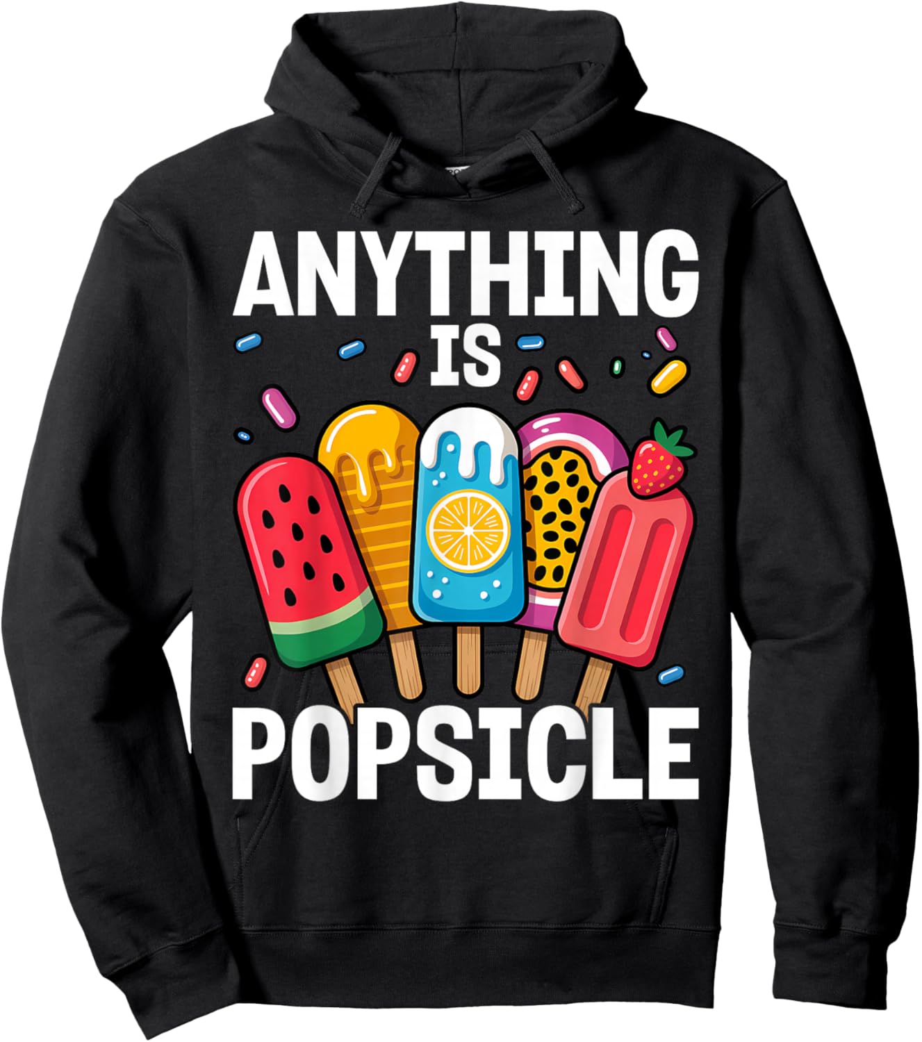 Anything is Popsicle Cool Summer Ice Cream Pattern Hoodie - Hoodie | Black