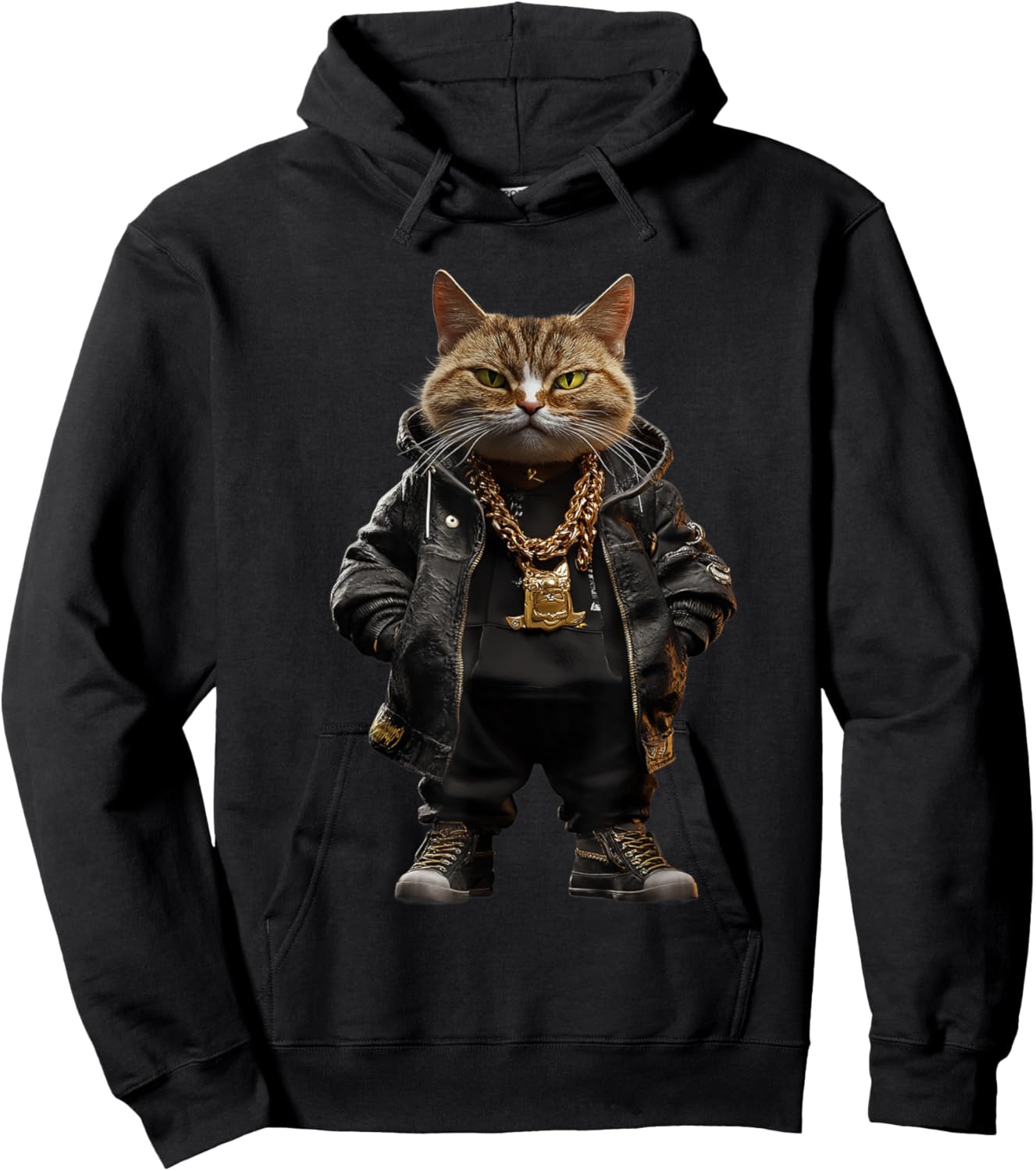 Thug Gangster Life Cat For Hip Hop Fans Meme and Cat lovers Women Hoodie - Hoodie | Black