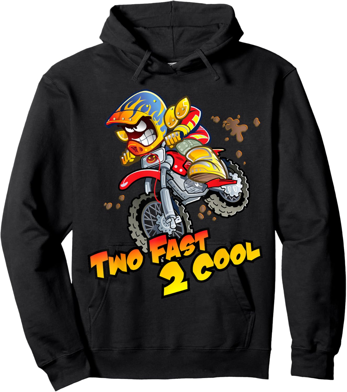 Two Fast 2 Cool Motocross Dirt Bike 2nd Birthday Party Gift Hoodie - Hoodie | Black