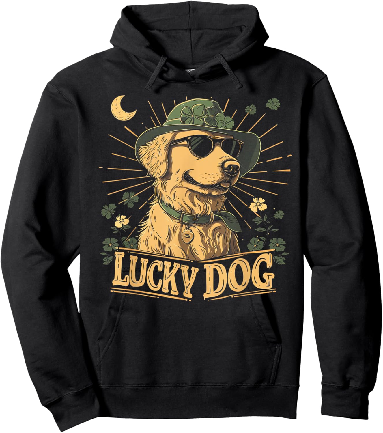 Golden Retriever Dog - St. Patrick's Day Saint Paddy's Irish Women Kids Hoodie - Hoodie | Black