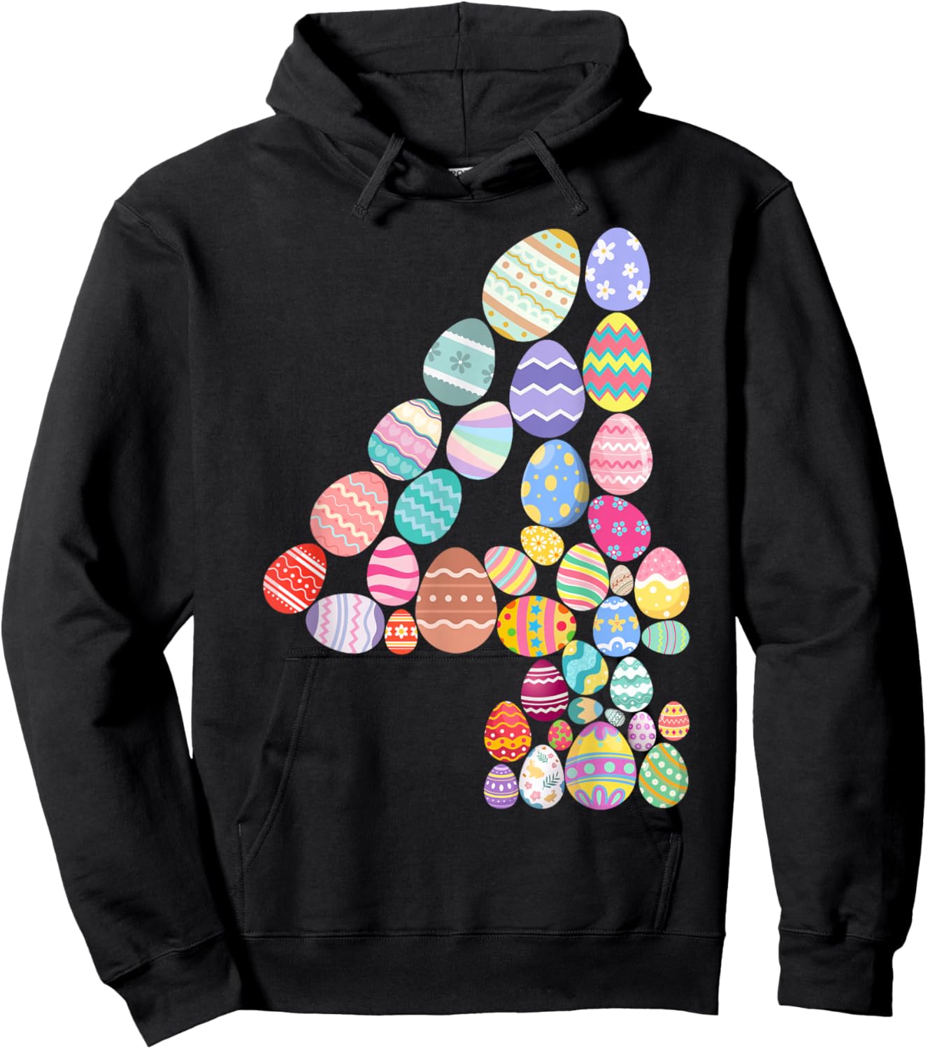 Number 4 Easter Eggs Themed 4th Birthday Boys Kid 4 Year Old Hoodie - Hoodie | Black