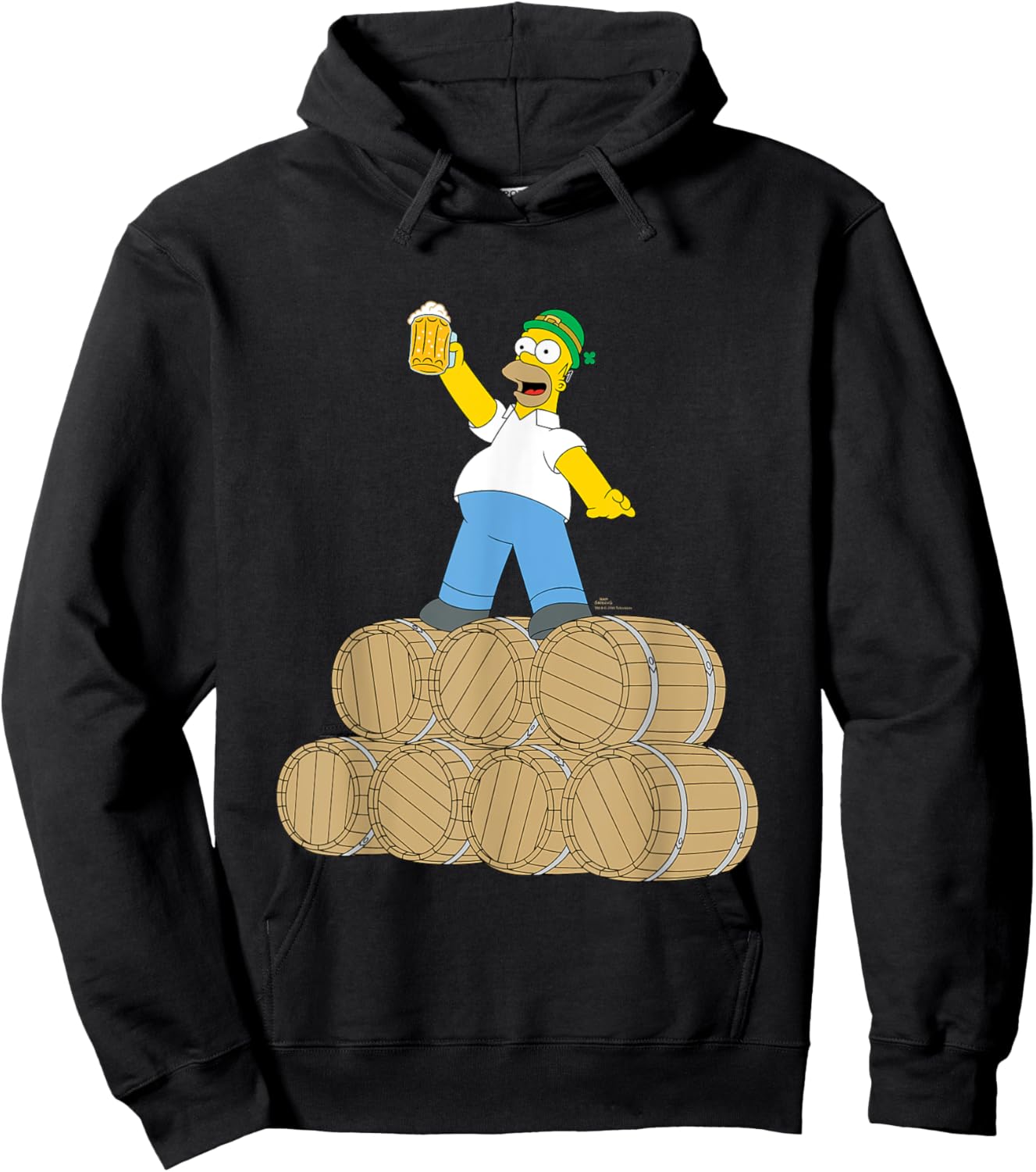 NEW The Simpsons St. Patrick's Day Homer Duff Beer Barrels Hoodie - Hoodie | Black