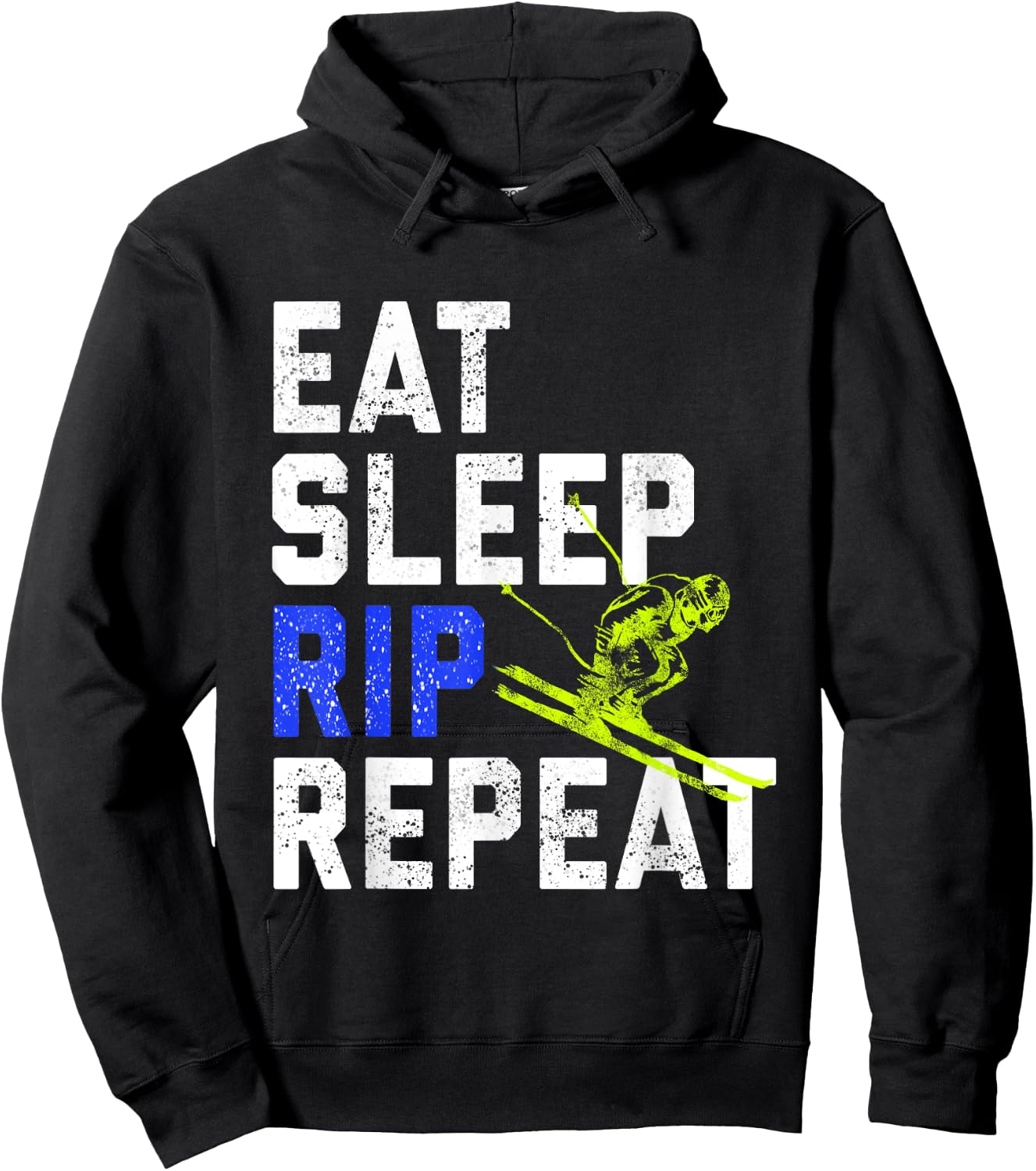 Eat Sleep Rip Repeat Ski Bum Snow Lover Hoodie - Hoodie | Black