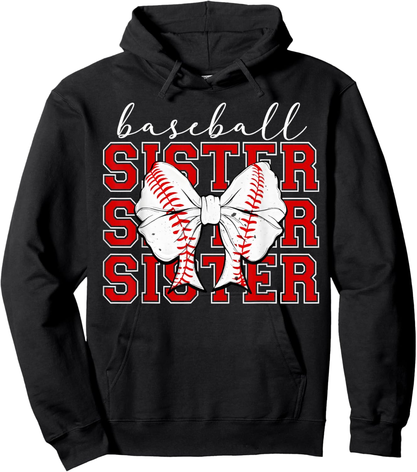 Baseball Sister Vintage Sport Lover Sister Mothers Da Hoodie - Hoodie | Black