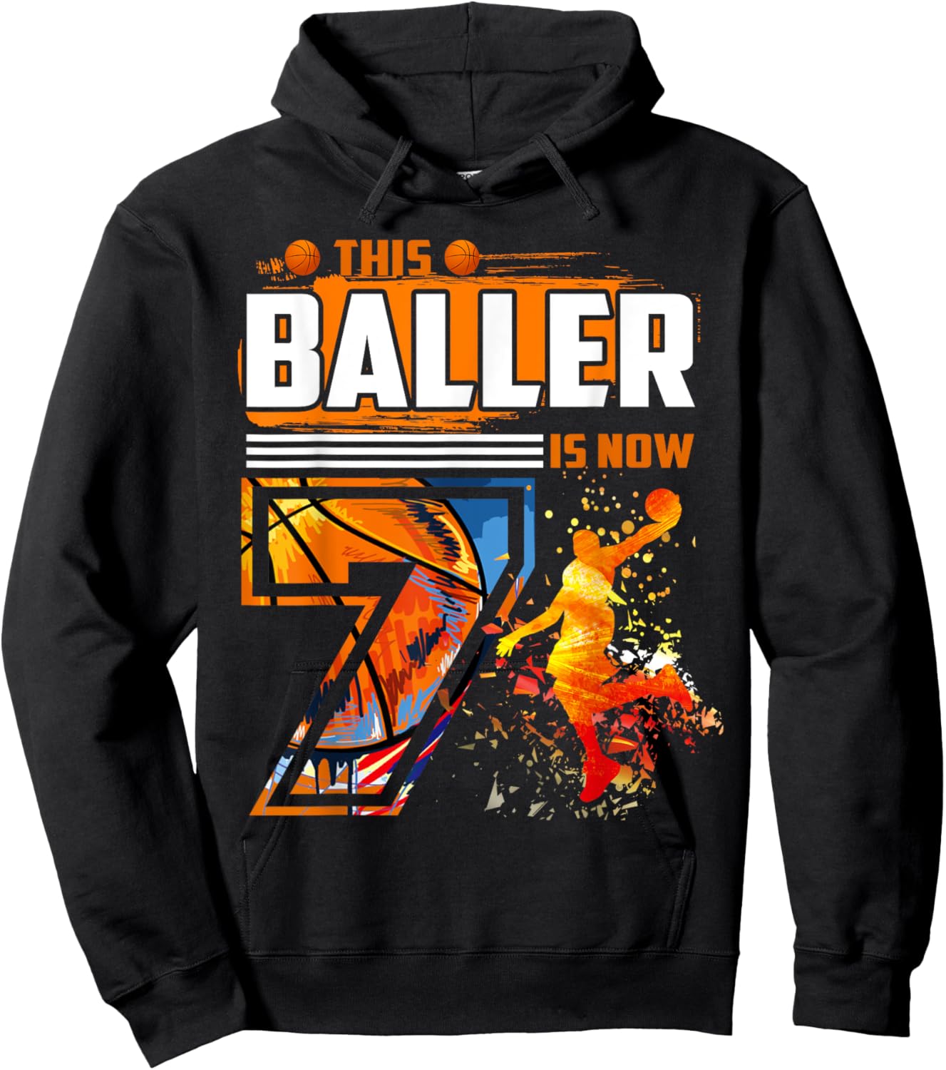 This Baller Is Now 7 Cool Basketball 7th birthday 7 yrs Old Hoodie - Hoodie | Black