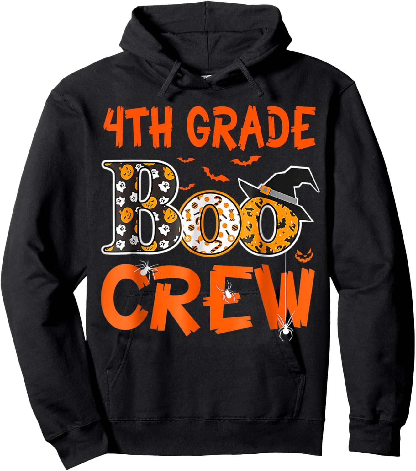 4th Grade Boo Crew Teacher Student Funny Halloween Hoodie - Hoodie | Black