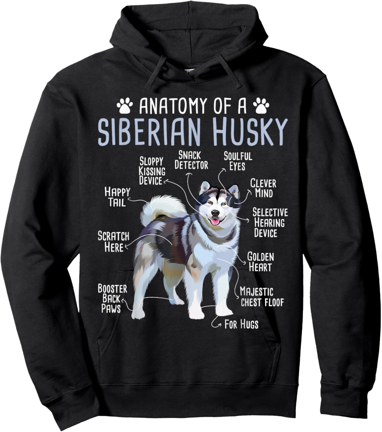 Anatomy Of A Siberian Husky - Dog Breeder Pet Trainer Puppy Hoodie - Hoodie | Black