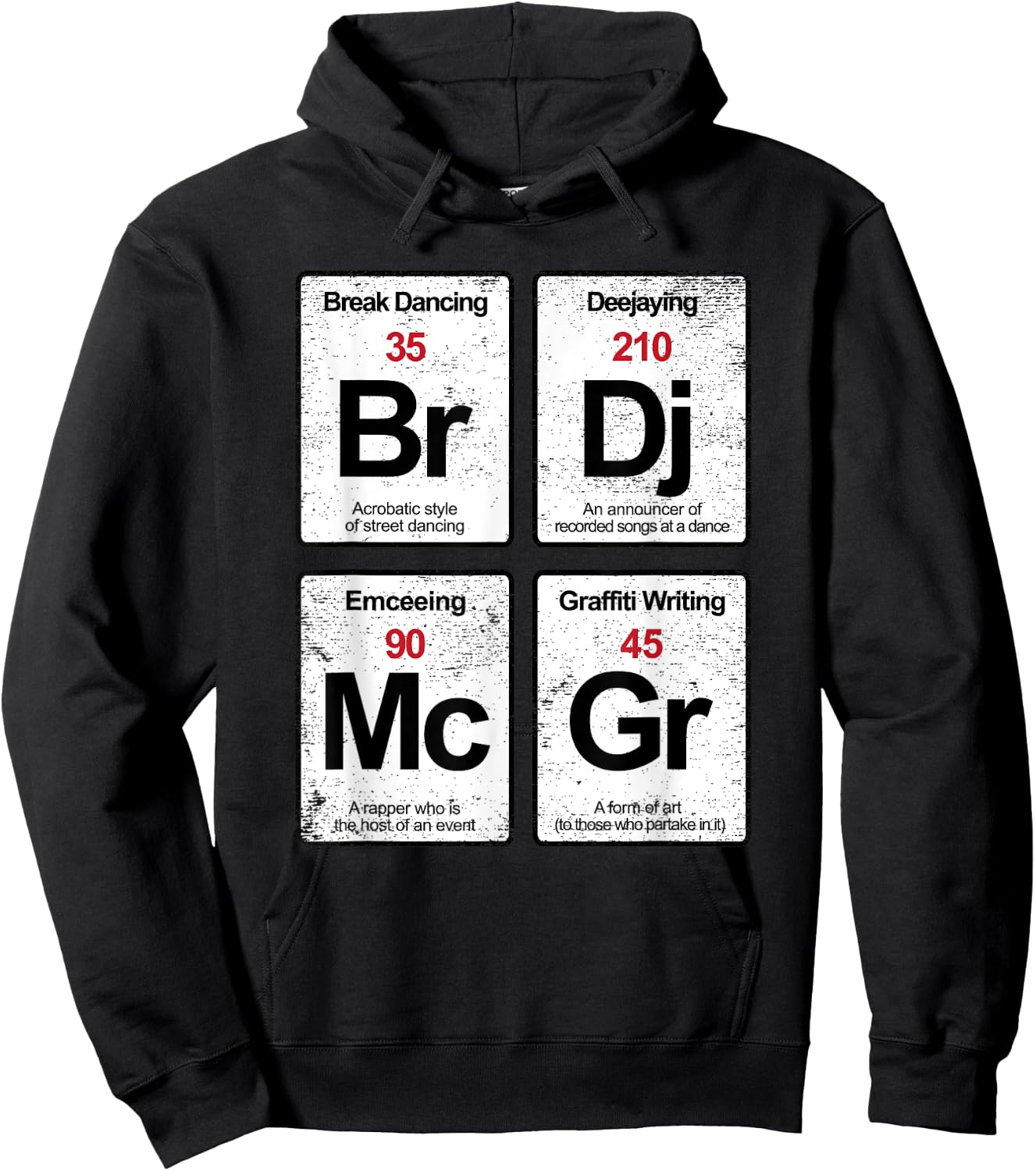 Elements of Hip Hop Rap music distressed gift Hoodie - Hoodie | Black
