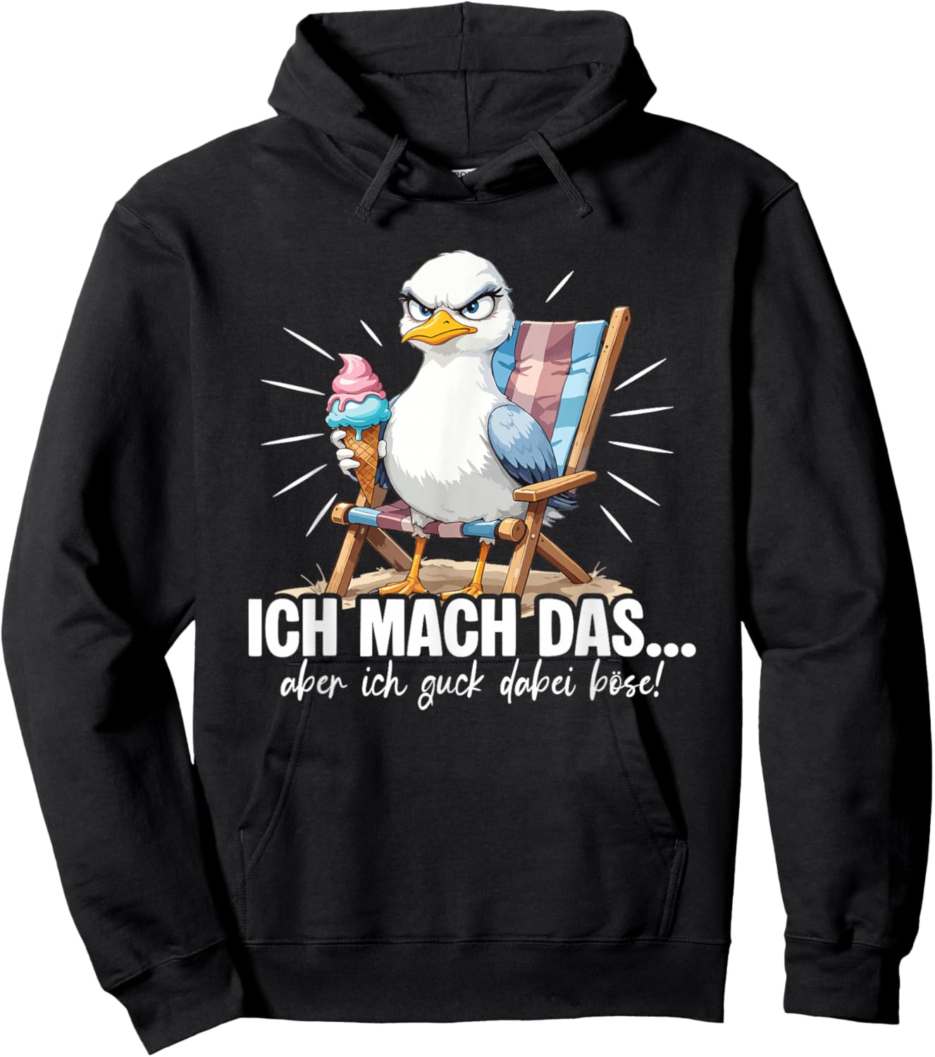 Ich Mach Das Aber Ich Guck Dabei Böse Lustig Möwe Spruch Hoodie - Hoodie | Black