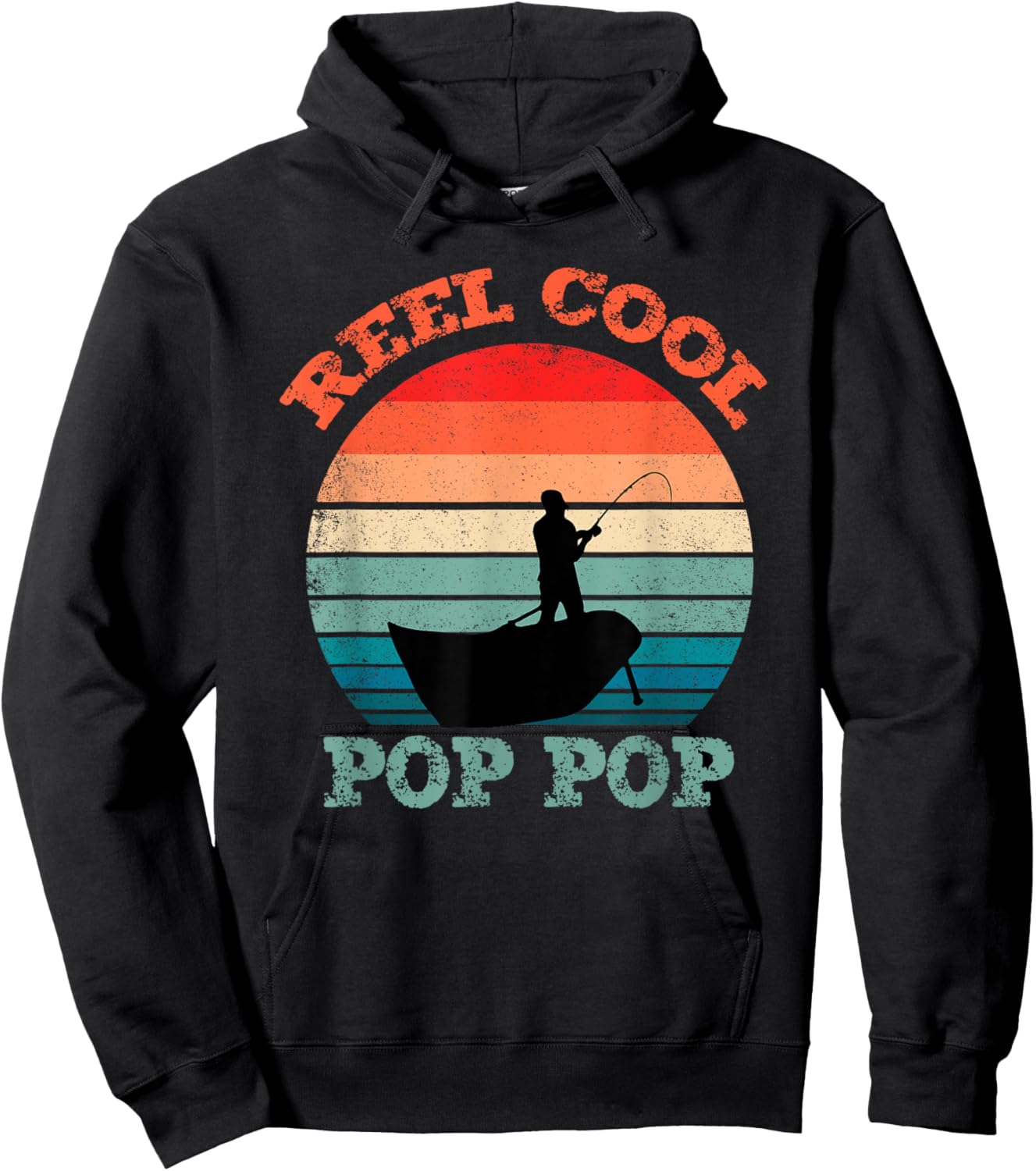 Reel Cool Pop-Pop Fishing Funny Vintage Retro PopPop Hoodie - Hoodie | Black