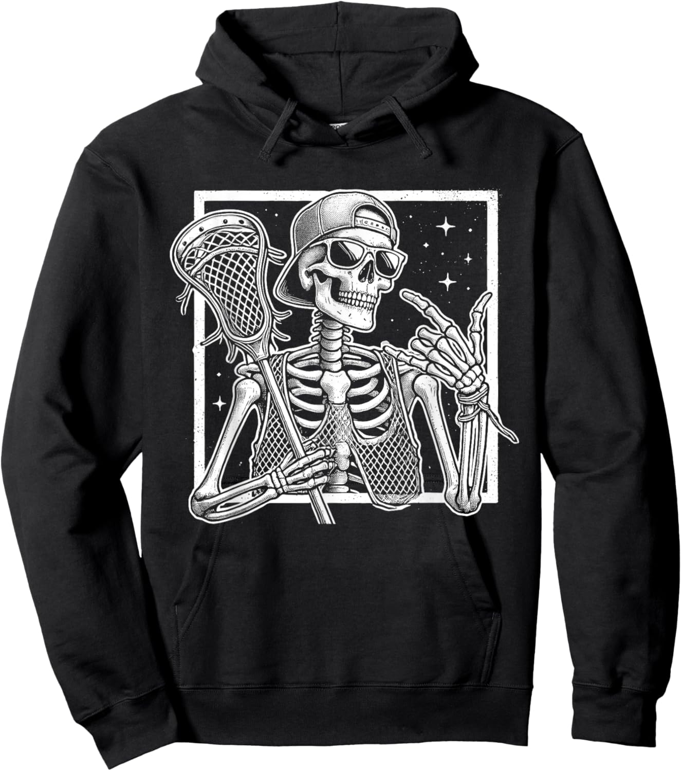Skeleton Lacrosse Player Birthday Halloween Kids Hoodie - Hoodie | Black