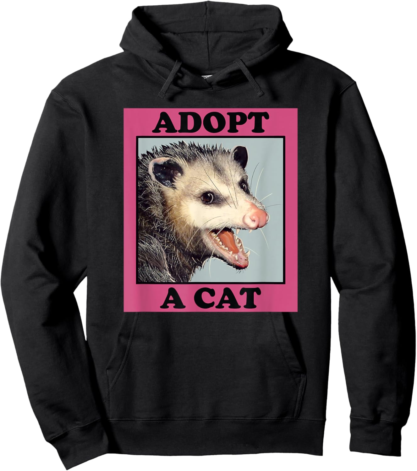 Possum Shirt Adopt a Cat Funny Opossum Possums Men Women Girls Kids Hoodie - Hoodie | Black