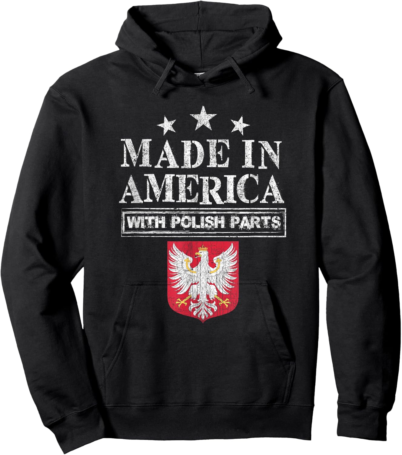 Made in America with Polish Parts Pride Poland Immigra Hoodie - Hoodie | Black