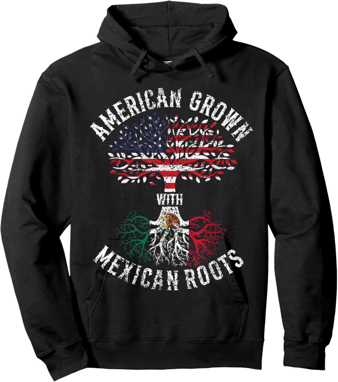 American Grown with Mexican Roots USA Mexico Hoodie - Hoodie | Black