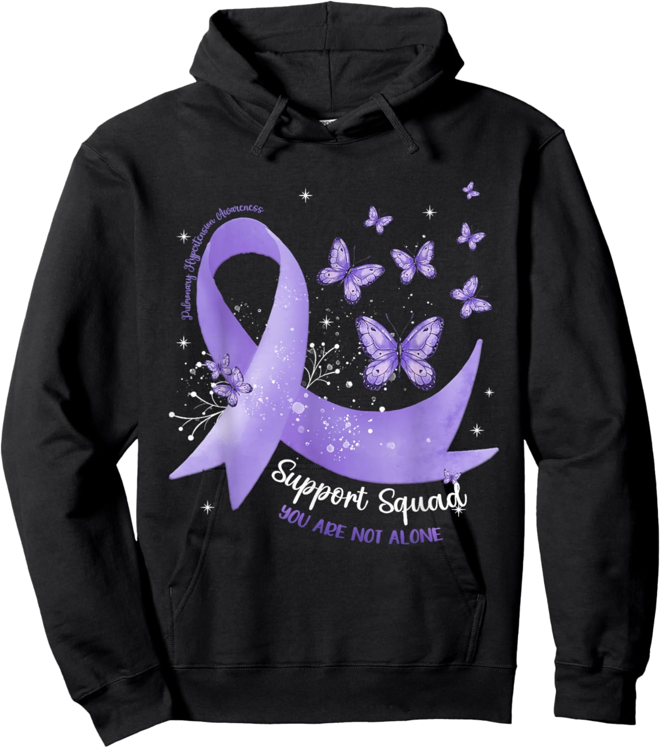 Support Squad Periwinkle Ribbon Pulmonary Hypertension Hoodie - Hoodie | Black