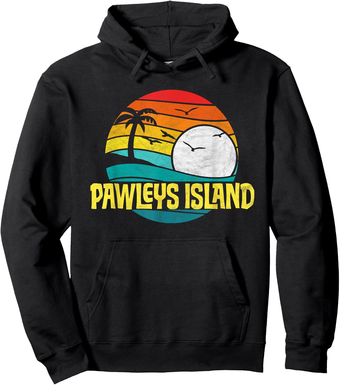 Retro Pawleys Island Beach Sun & Surf Eighties Graphic Hoodie - Hoodie | Black