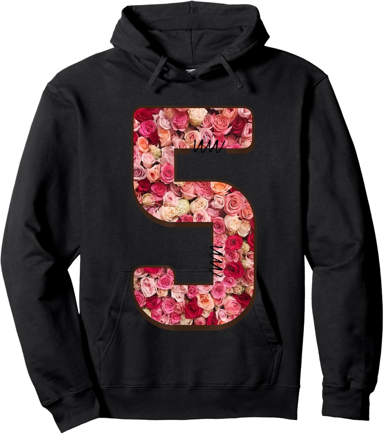 Number 5 Roses Blossoms Petals Hoodie - Hoodie | Black