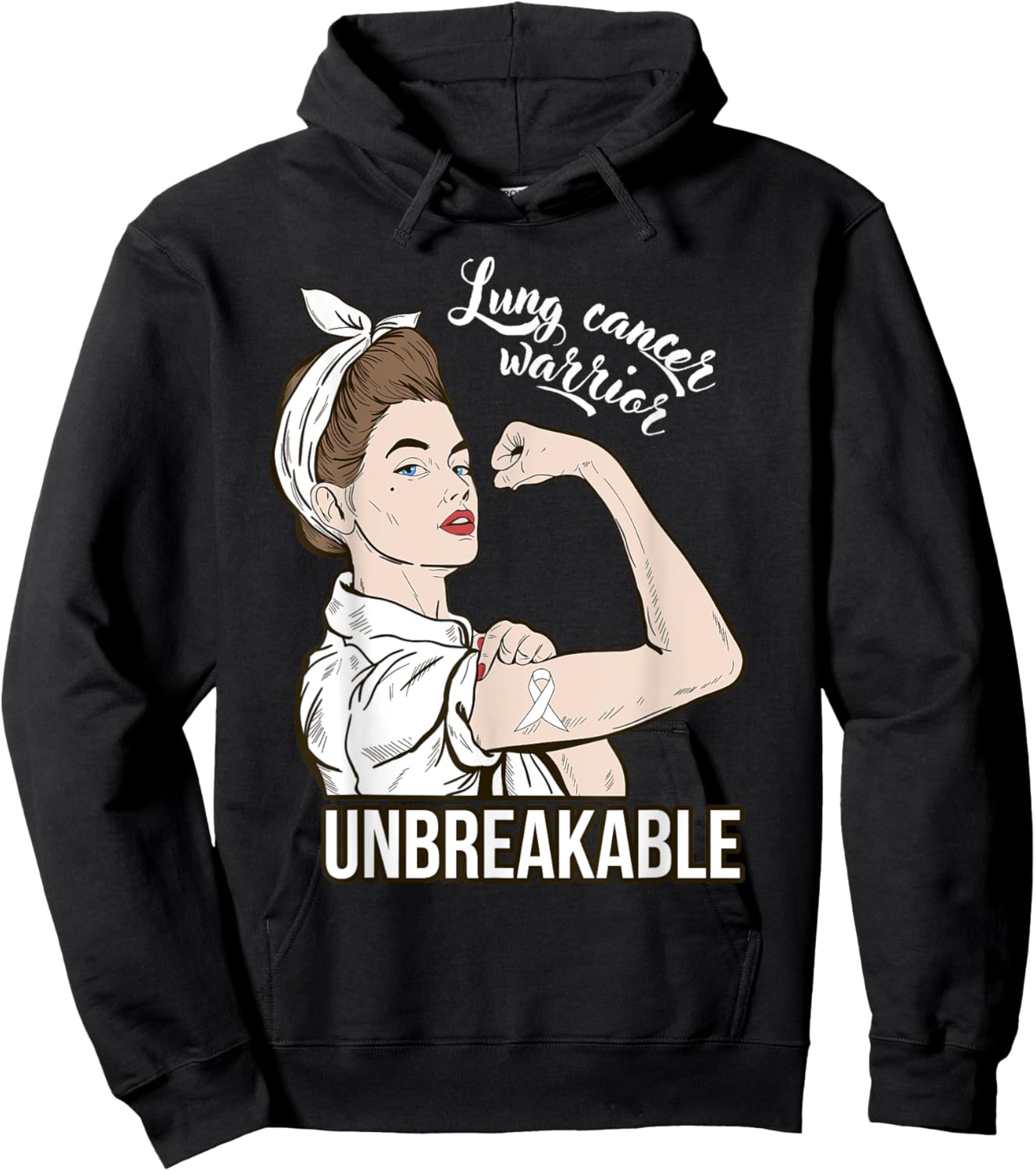 Lung Cancer Awareness Warrior Unbreakable Support Hoodie - Hoodie | Black