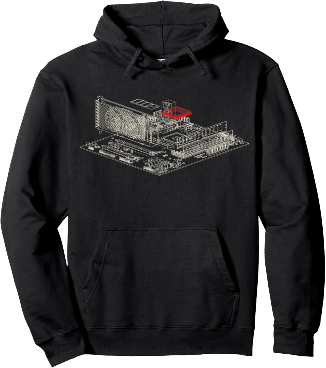 Graphics Card Wireframe, Computer GPU IT Tech Geek Nerd Gift Hoodie - Hoodie | Black