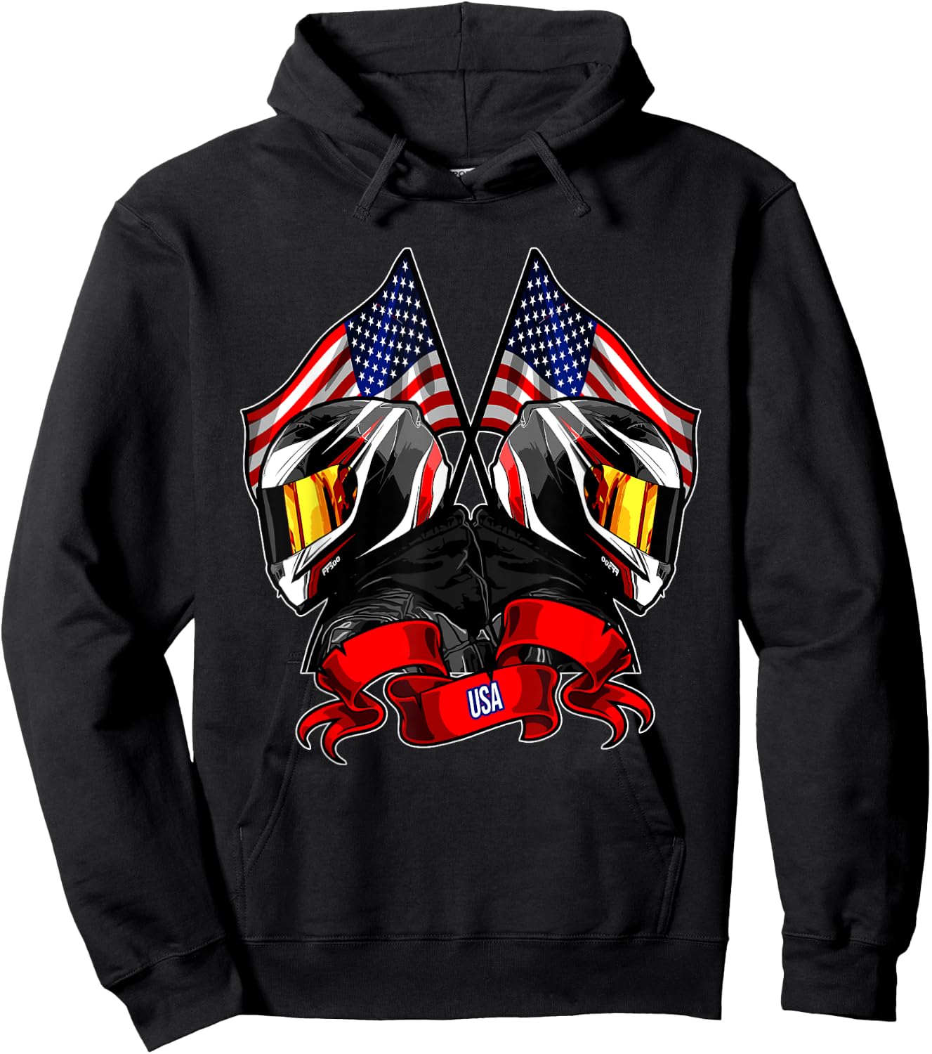 USA flag motorcyclist, motorcycle biker Hoodie - Hoodie | Black