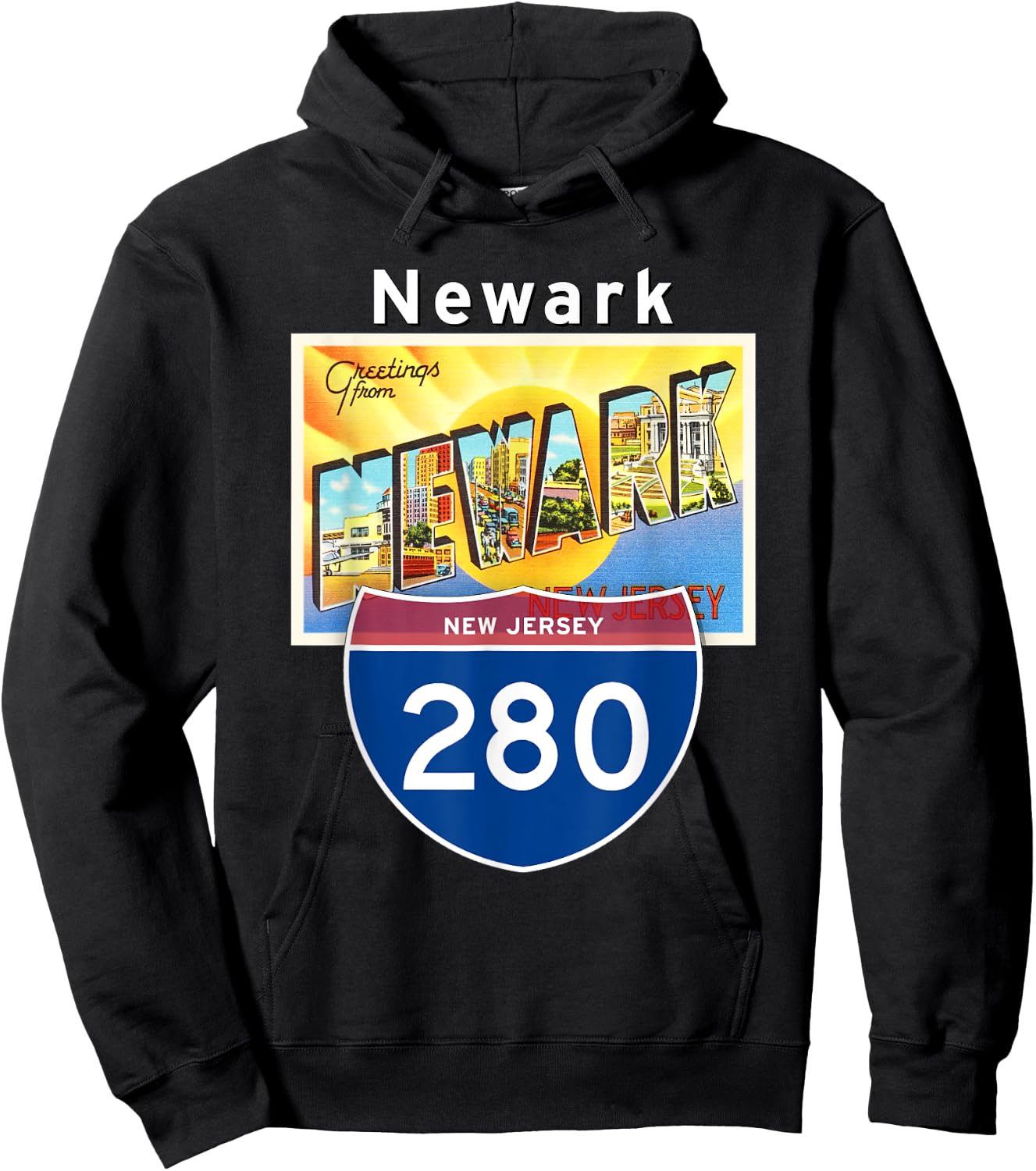 Newark New Jersey NJ I-280 Large Letter Postcard Travel Gift Hoodie - Hoodie | Black