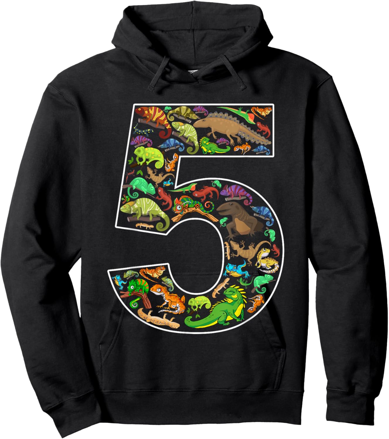 5th Birthday Reptile Theme 5 Year Old Birthday Boy Girl Hoodie - Hoodie | Black