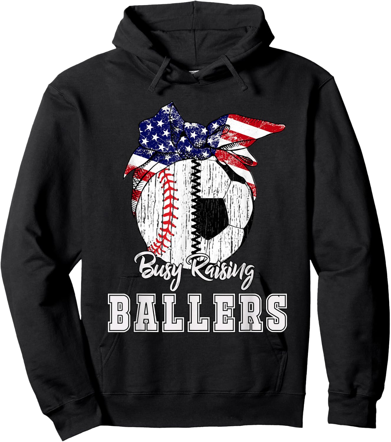 Busy Raising Ballers Baseball Soccer - Soccer mom Hoodie - Hoodie | Black