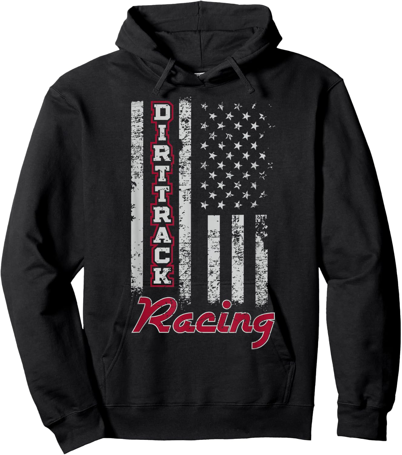 Dirt Track Racing Gift Design American Flag Hoodie - Hoodie | Black